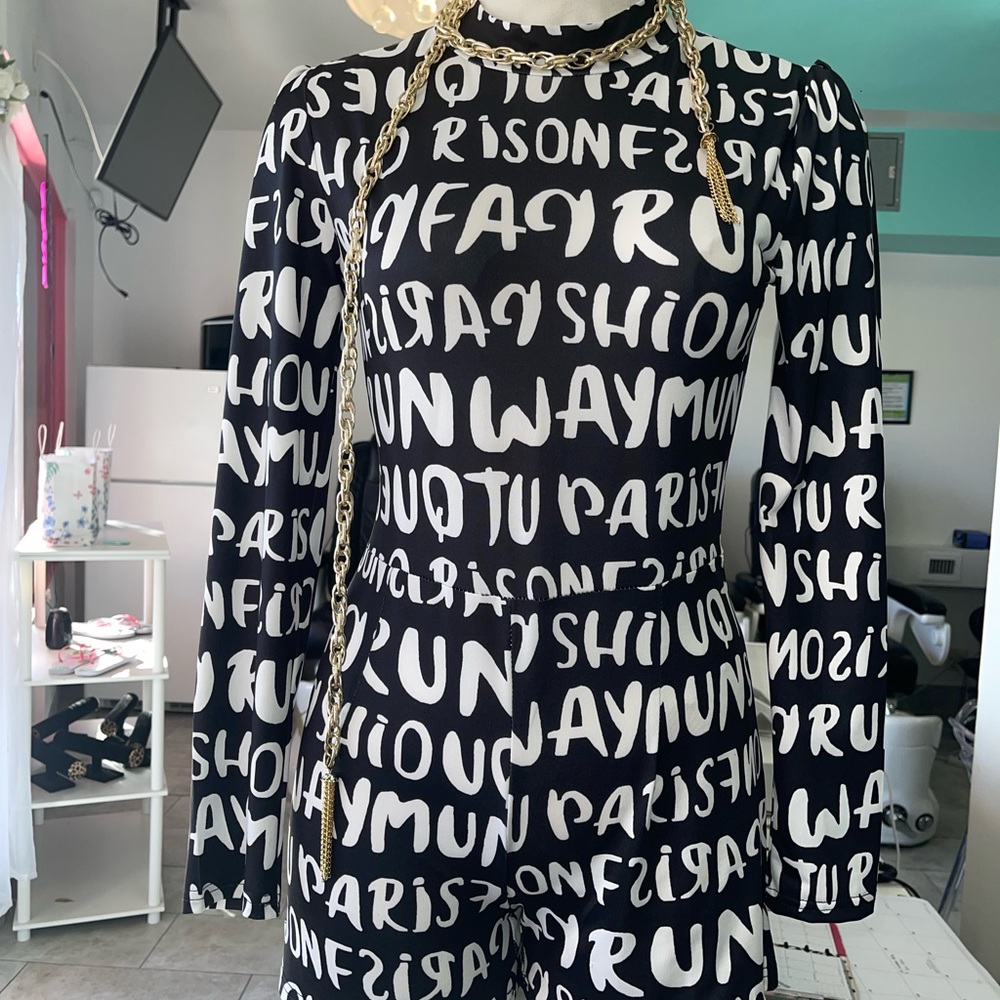 All in one black and white letter shorts